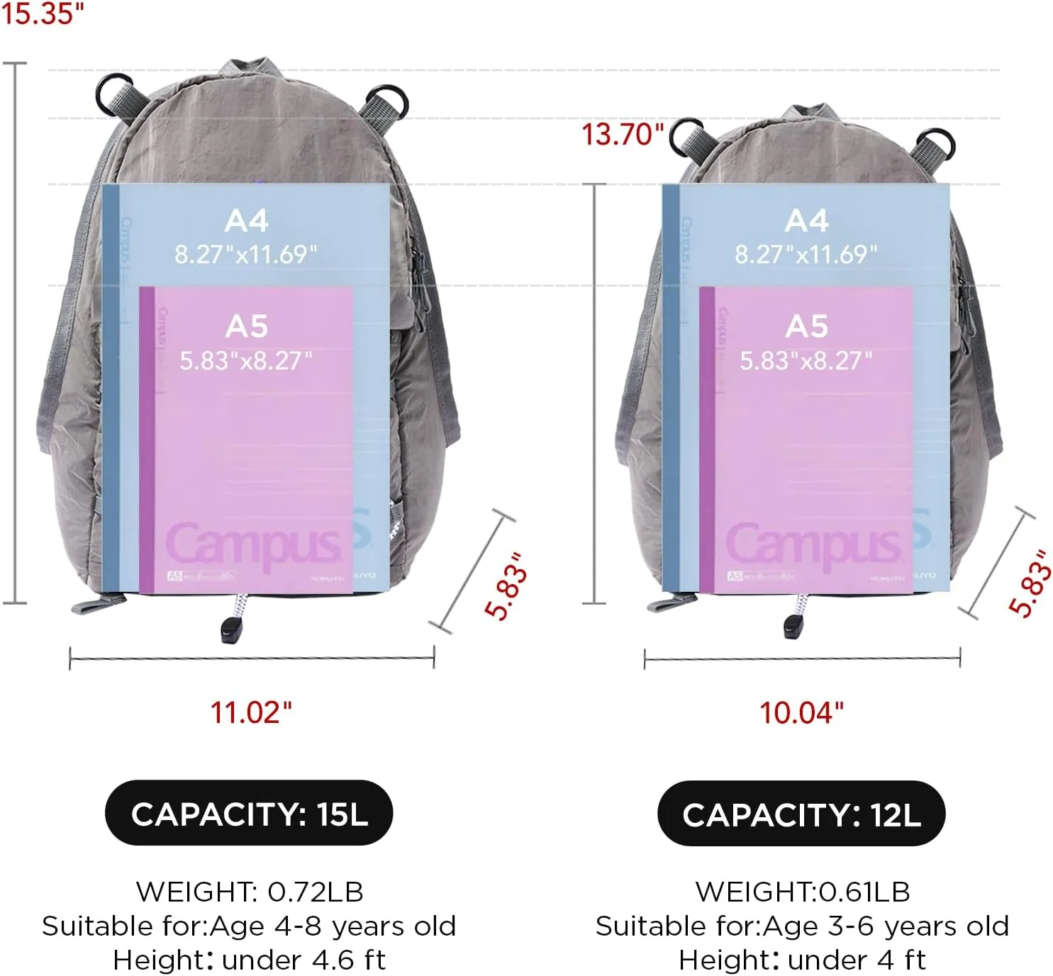 12L Kids Backpack for boys and girls, Small Ultra Lightweight Hiking Backpack for kids with Mesh Storage Bag, Water Resistant Travel Outdoor Sport Camping Daypack