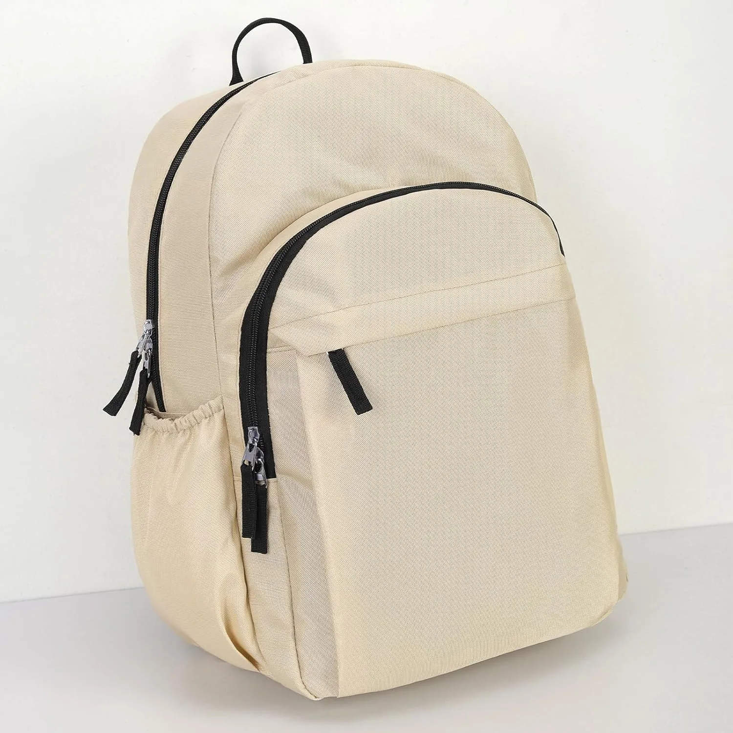 15.6 inch Basic Black Backpack for Men, Travel Backpack Carry on, Water Resistant School Backpacks Bookbag (Beige)