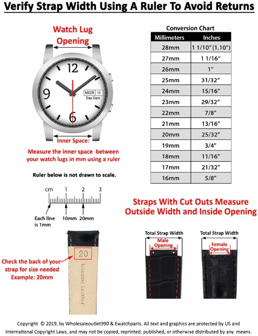 18-19-20-22-24Mm Leather Watch Band Strap Compatible with Oris