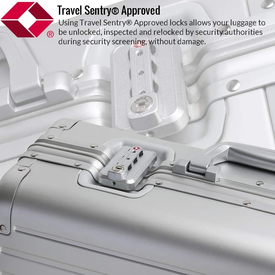20-inch Aluminum Carry-On Suitcase: Silver - Full Metal Shell - Crush-Resistant & Burst-Proof, TSA Lock & Spinner Wheels for Business Travel - Men Women