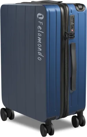 20-Inch Carry-On Luggage, Lightweight Durable PC Suitcase with TSA Lock, 360° Silent Wheels, Expandable Wide Handle Business Travel Suitcase for Airplane(Blue)