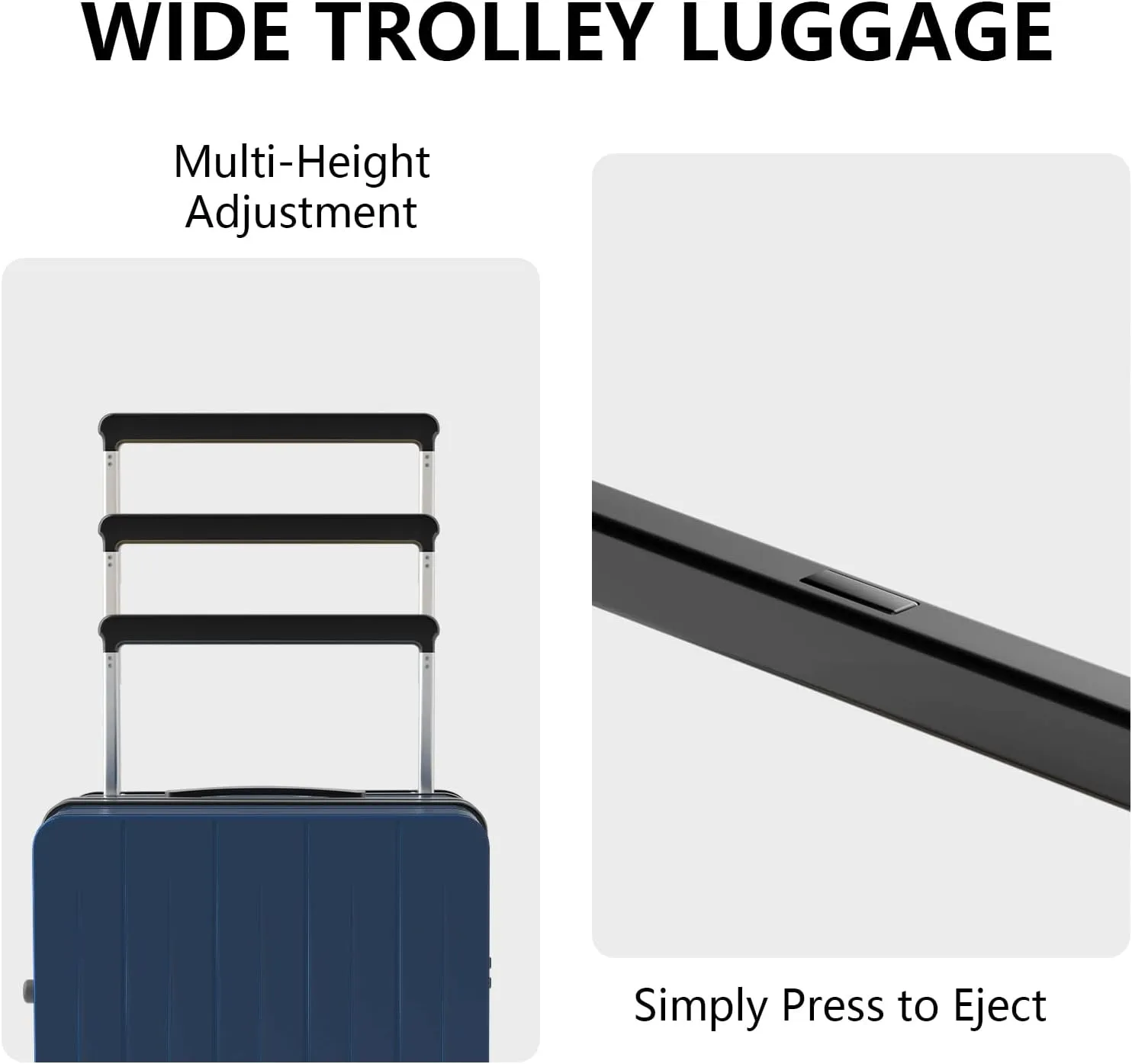 20-Inch Carry-On Luggage, Lightweight Durable PC Suitcase with TSA Lock, 360° Silent Wheels, Expandable Wide Handle Business Travel Suitcase for Airplane(Blue)
