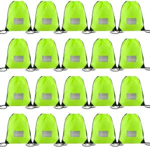 20 Pcs Drawstring Bags,Bulk Draw String Backpack, Cinch Bag Sackpack for Travel Gym Sport, Fluorescent Green