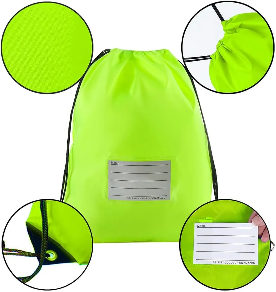 20 Pcs Drawstring Bags,Bulk Draw String Backpack, Cinch Bag Sackpack for Travel Gym Sport, Fluorescent Green