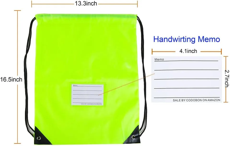 20 Pcs Drawstring Bags,Bulk Draw String Backpack, Cinch Bag Sackpack for Travel Gym Sport, Fluorescent Green
