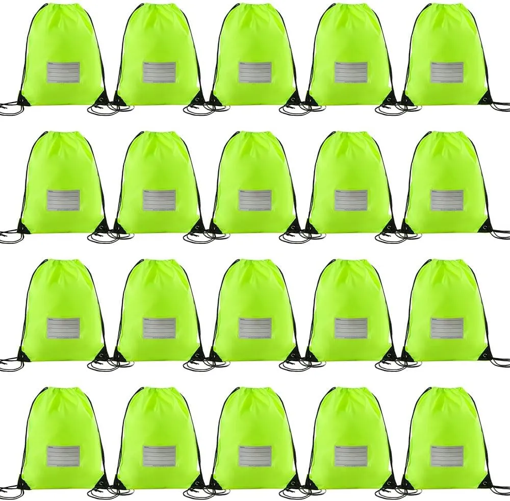 20 Pcs Drawstring Bags,Bulk Draw String Backpack, Cinch Bag Sackpack for Travel Gym Sport, Fluorescent Green