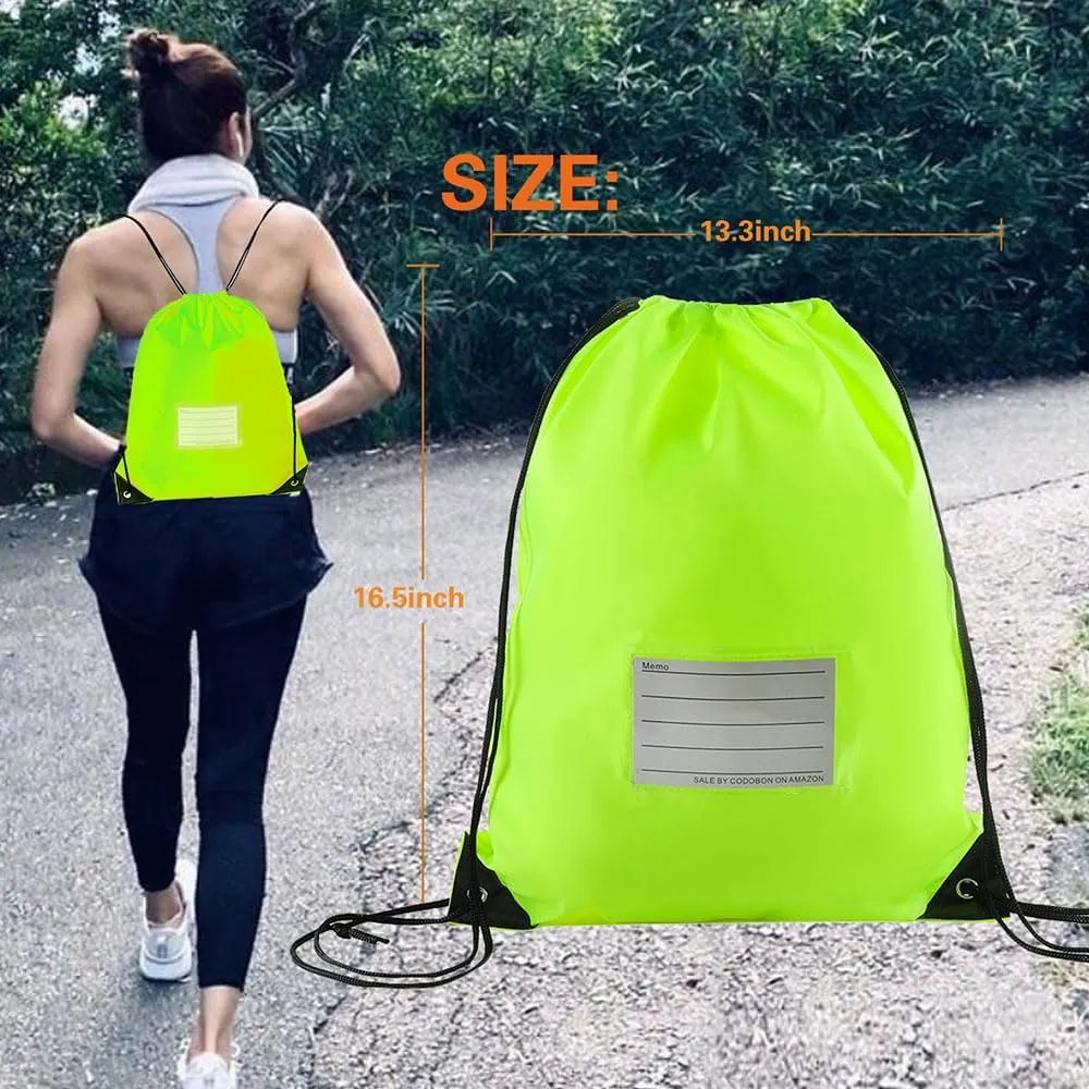 20 Pcs Drawstring Bags,Bulk Draw String Backpack, Cinch Bag Sackpack for Travel Gym Sport, Fluorescent Green