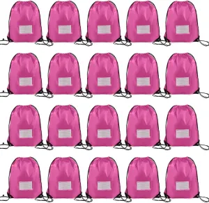 20 Pcs Drawstring Bags,Bulk Draw String Backpack, Cinch Bag Sackpack for Travel Gym Sport, Pink
