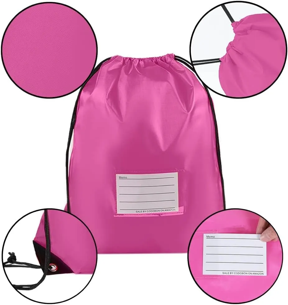 20 Pcs Drawstring Bags,Bulk Draw String Backpack, Cinch Bag Sackpack for Travel Gym Sport, Pink