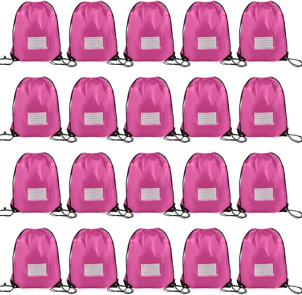 20 Pcs Drawstring Bags,Bulk Draw String Backpack, Cinch Bag Sackpack for Travel Gym Sport, Pink