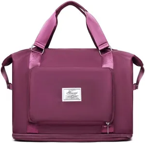 2025 new travel bag, sports and fitness, large-capacity expandable folding bag for production (Deep purple)