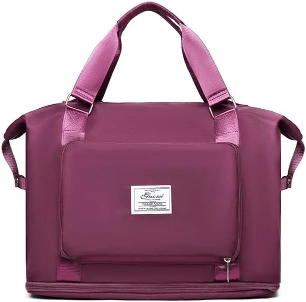 2025 new travel bag, sports and fitness, large-capacity expandable folding bag for production (Deep purple)