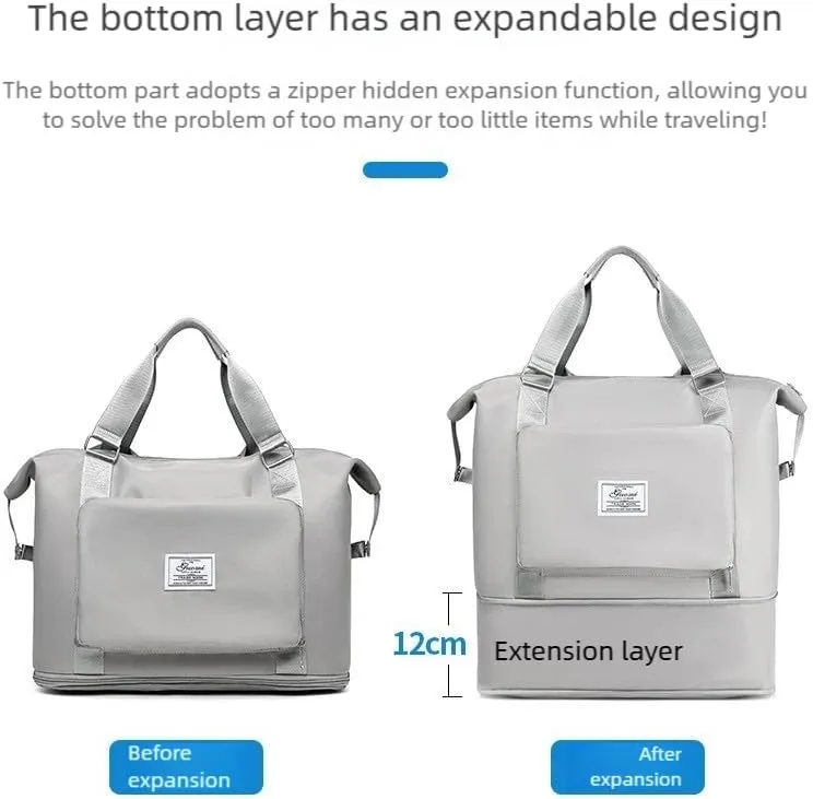 2025 new travel bag, sports and fitness, large-capacity expandable folding bag for production (Deep purple)