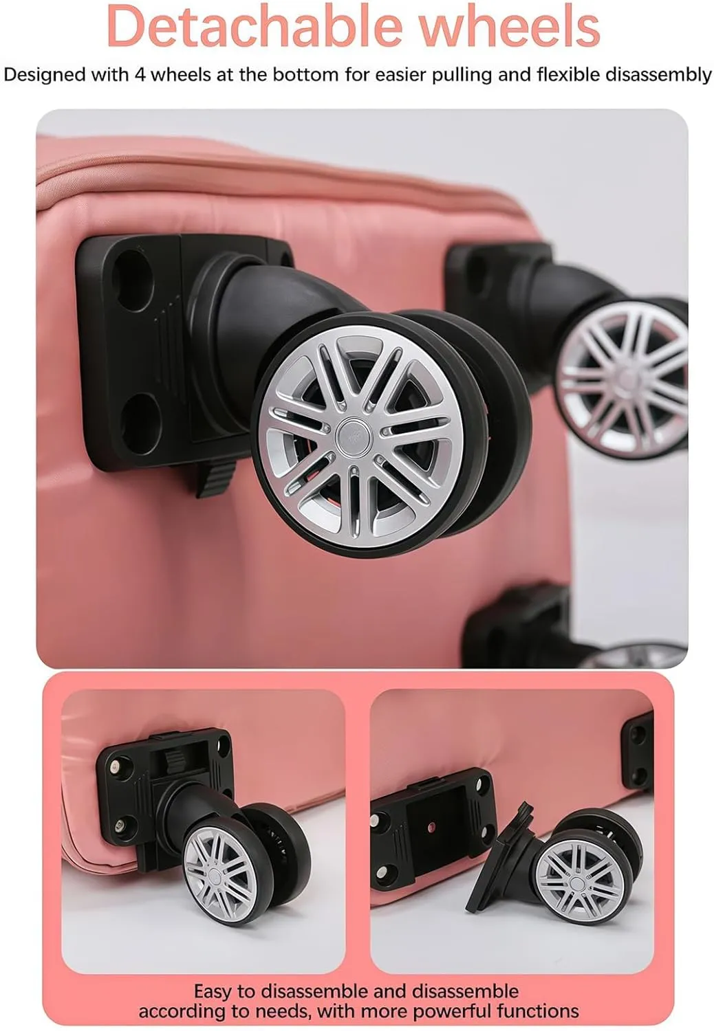 2025 New Travel Bag with Wheels,Expandable Foldable Duffle Bag, Large Capacity with Wheels,Universal Wheel Removable Duffle (Black)
