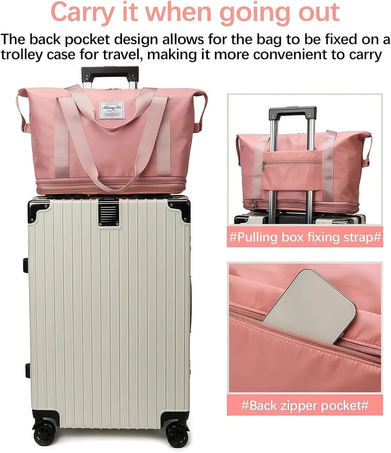 2025 New Travel Bag with Wheels,Expandable Foldable Duffle Bag, Large Capacity with Wheels,Universal Wheel Removable Duffle (Gray)