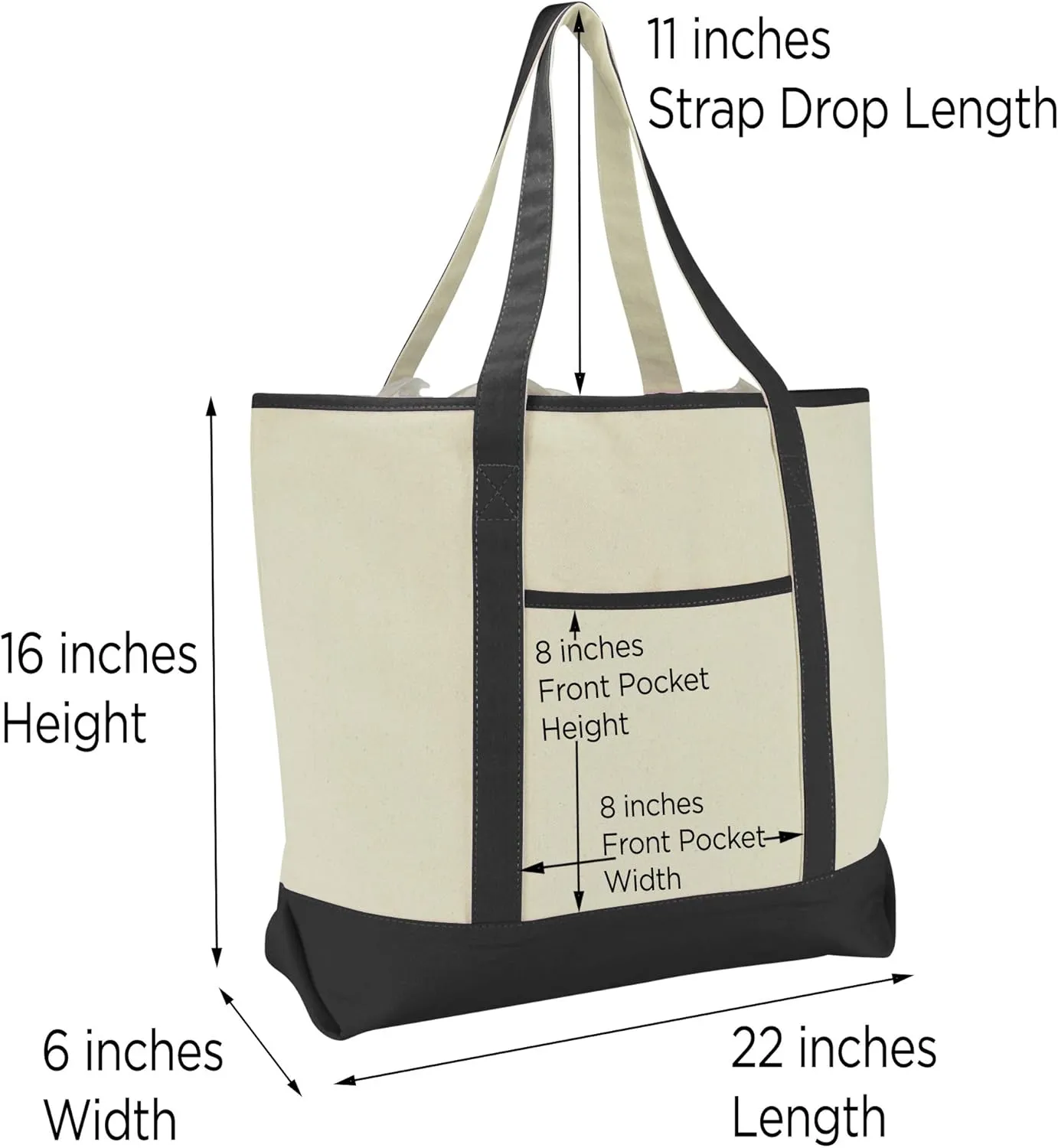 22" Open Top Heavy Duty Deluxe Tote Bag with Outer Pocket