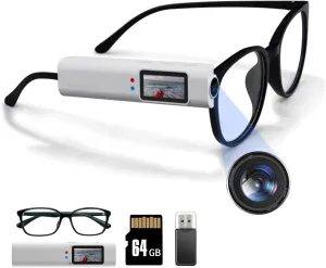 2.7K Ultra-Light Head Mounted Camera Glasses, 21g Glasses with Camera, Compatible Action Cam with Hands-Free POV for Travelers/Business (White64G)