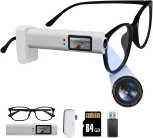 2.7K Ultra-Light Head Mounted Sports Camera - 21g Glasses-Compatible Action Cam with Hands-Free POV & Lossless Audio for Travelers/Business (White64G-plus)