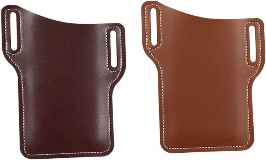 2Pcs Mobile Phone Waist Bag PU Protective Pouch for Outdoor Activities Retro Design for Hiking Running Camping Mixed Light