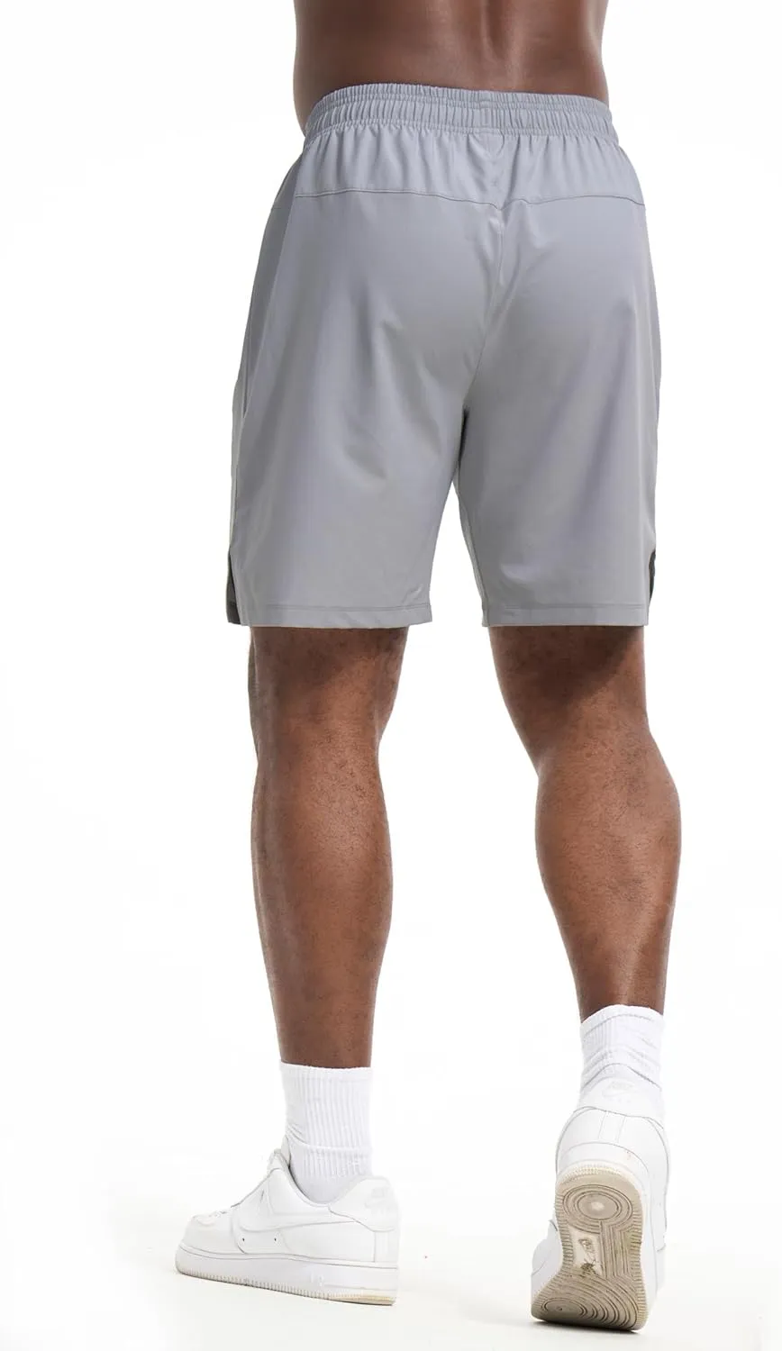 3 Pack Mens Athletic Shorts Casual Quick-Drying Gym Shorts for Mens with Zipper Pockets Drawstring