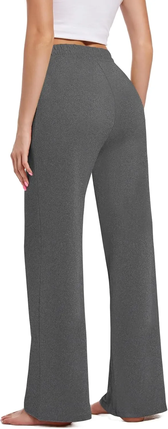 3 Pack Womens Yoga Sweatpants Wide Leg Lounge Pajamas Pants Drawstring Workout Comfy Joggers Sweatpants Pants Pockets