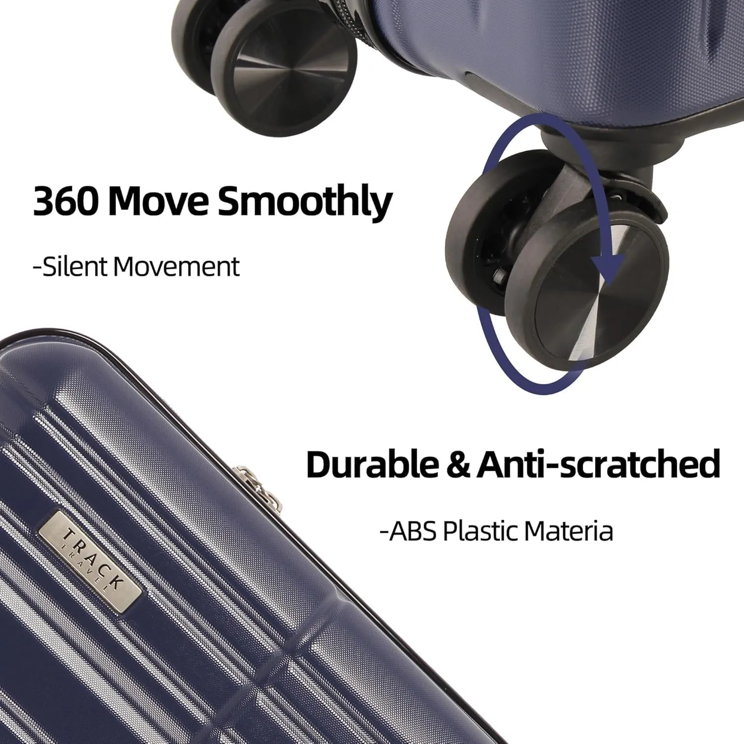 3 Piece Luggage Set ABS PC Expandable Hardshell TSA Lock Aluminum Trolley Spinner Wheels (Blue, 3 Piece Set)