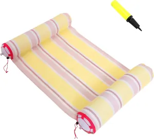 4-in-1 Hammock Inflatable Pool Float with Air Pump, Premium Swimming Pool Lounger, Multi-Purpose Pool Hammock (Saddle, Lounge Chair, Hammock, Drifter), Water Hammock Lounge (Yellow)