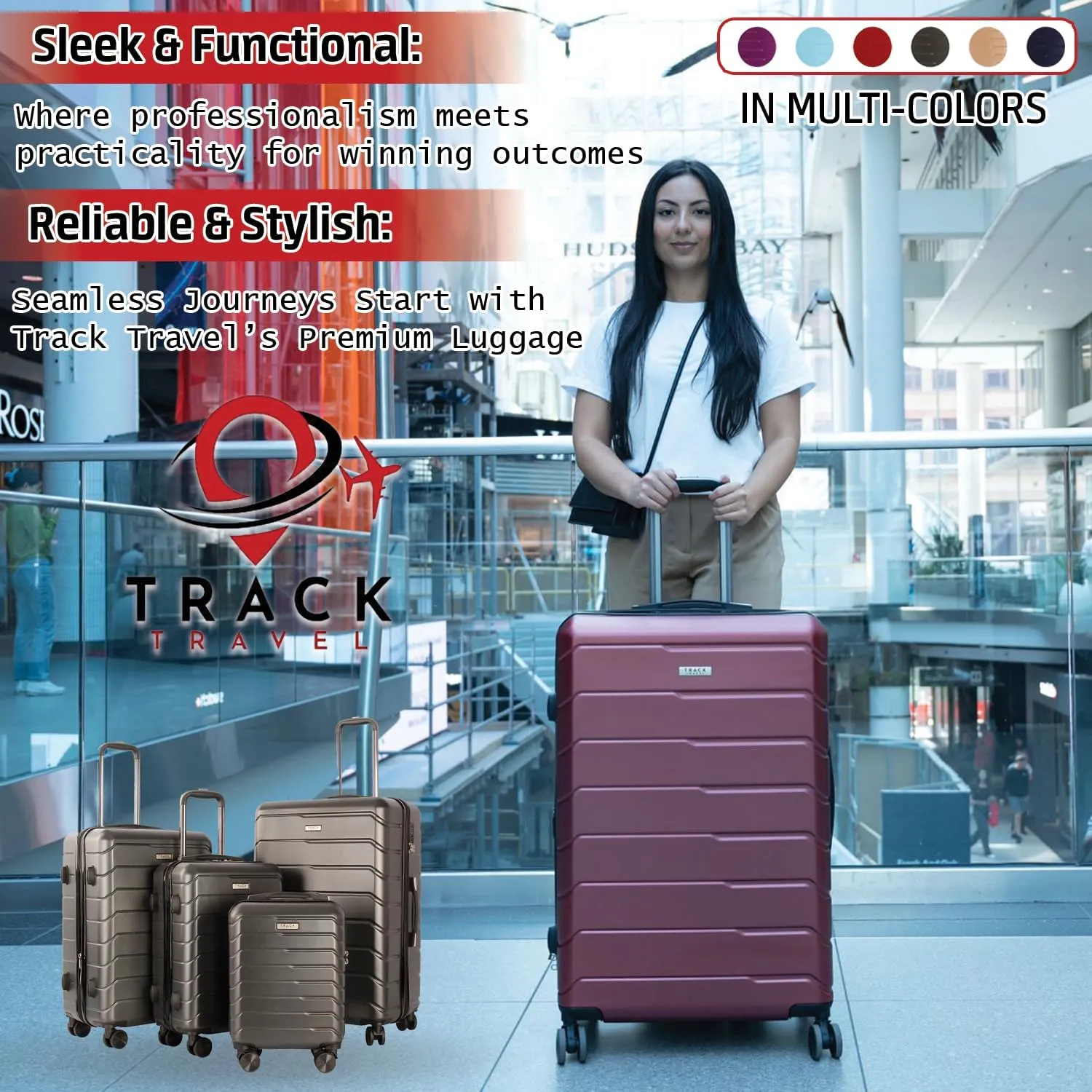 4 Piece Luggage Set ABS PC Expandable Hardshell TSA Lock Aluminum Trolley Spinner Wheels (Dark Grey, 4 Piece Set)