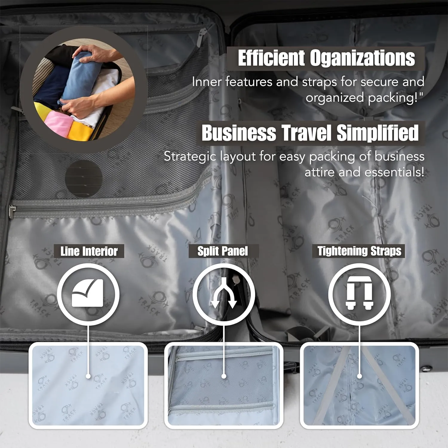 4 Piece Luggage Set ABS PC Expandable Hardshell TSA Lock Aluminum Trolley Spinner Wheels (Dark Grey, 4 Piece Set)