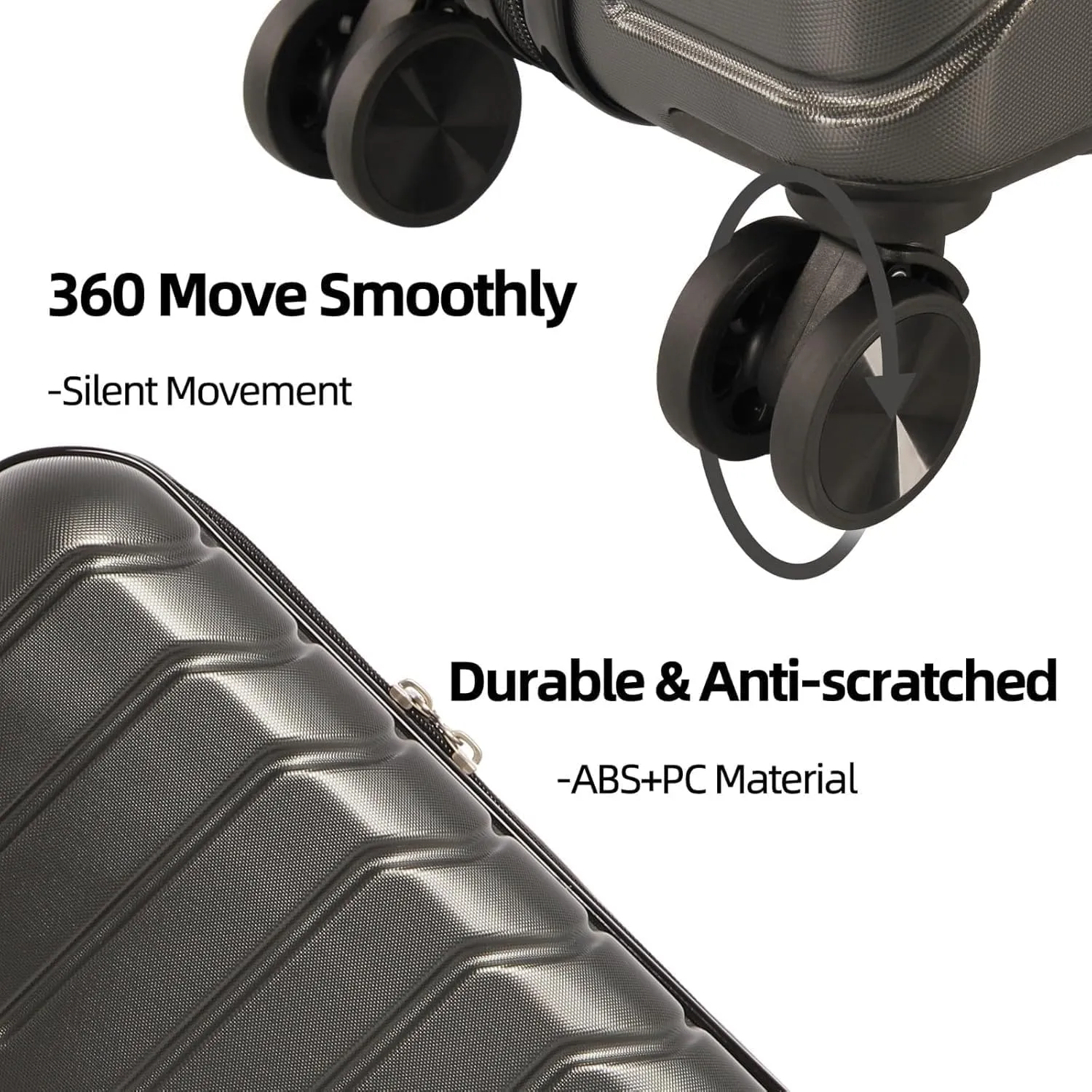 4 Piece Luggage Set ABS PC Expandable Hardshell TSA Lock Aluminum Trolley Spinner Wheels (Dark Grey, 4 Piece Set)