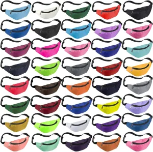 40 Pieces Neon Fanny Packs 80s Party Waist Bag Adjustable Colorful Oxford Cloth Fashionable Fanny Bags for Women Men Outdoor Travel Running Multicolor