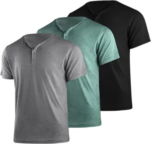 4Pack Mens Henley T-Shirts,Multipack Henley Short Sleeve Shirts,3 Button Tee Shirts Multi Color,Classic Casual T Pack