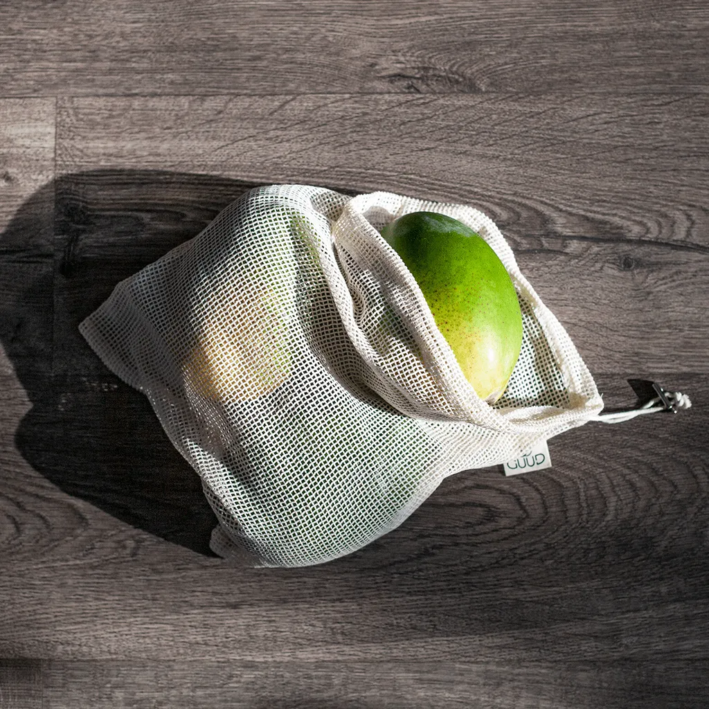 5 Pack LARGE 100% Cotton Mesh Produce Bags