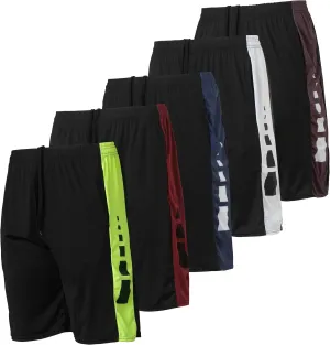 5 Pack Men's Active Quick Dry Fit Shorts - Athletic Running Gym Workout Casual Shorts with Pockets Bulk