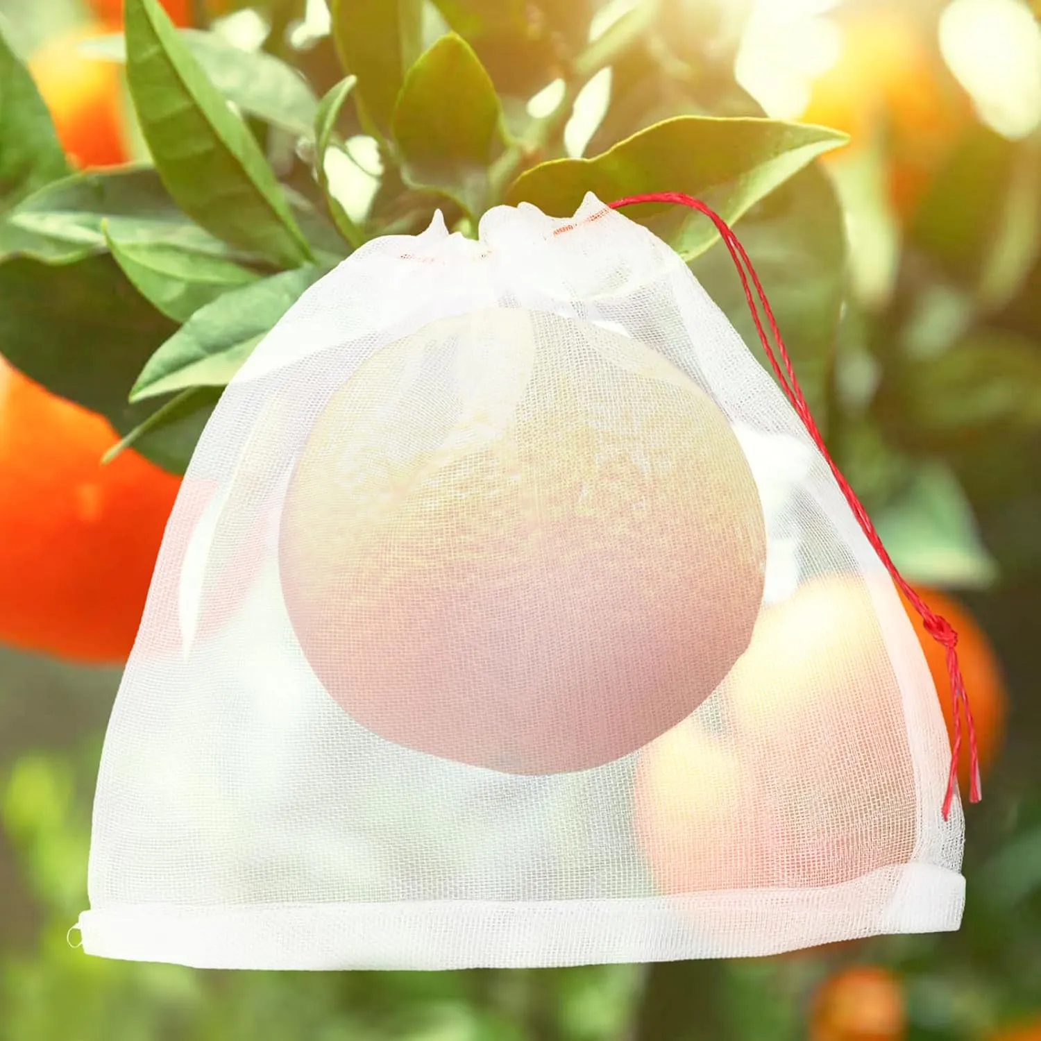 50pcs Fruit Netting Bags for Fruit Trees, 8x8 Inch Garden Mesh Bags to Protect Vegetables Flowers from Pest Birds Squirrels, Reusable Cover Mesh Protect with Drawstring