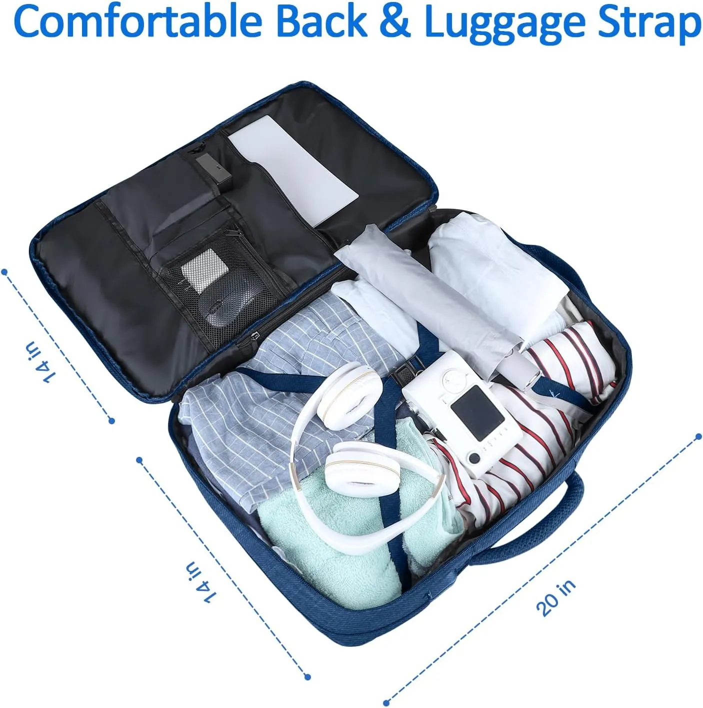 55L Big Capacity Carry On Laptop Backpack Large Travel Backpack for Men, Expandable Water Resistant Overnight Weekender Luggage Gym Daypack Rucksack Traveling Backpack, Traveler Gifts, Blue