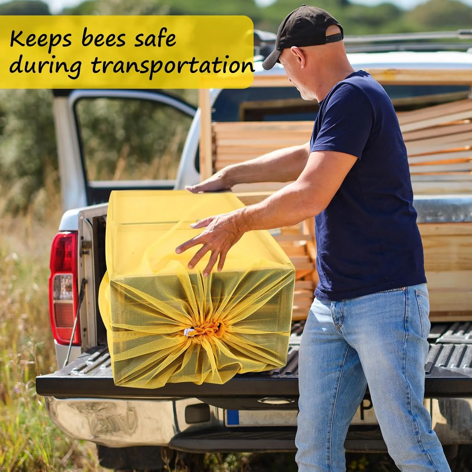 5pcs Bee Hive Mesh Transport Bags with Drawstrings, Breathable Bee Nuc Transfer Bag, Durable Bee Hive Bags for Beekeepers Transport Safely Yellow Bee Hive Transport Bags