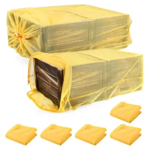 5pcs Bee Hive Mesh Transport Bags with Drawstrings, Breathable Bee Nuc Transfer Bag, Durable Bee Hive Bags for Beekeepers Transport Safely Yellow Bee Hive Transport Bags