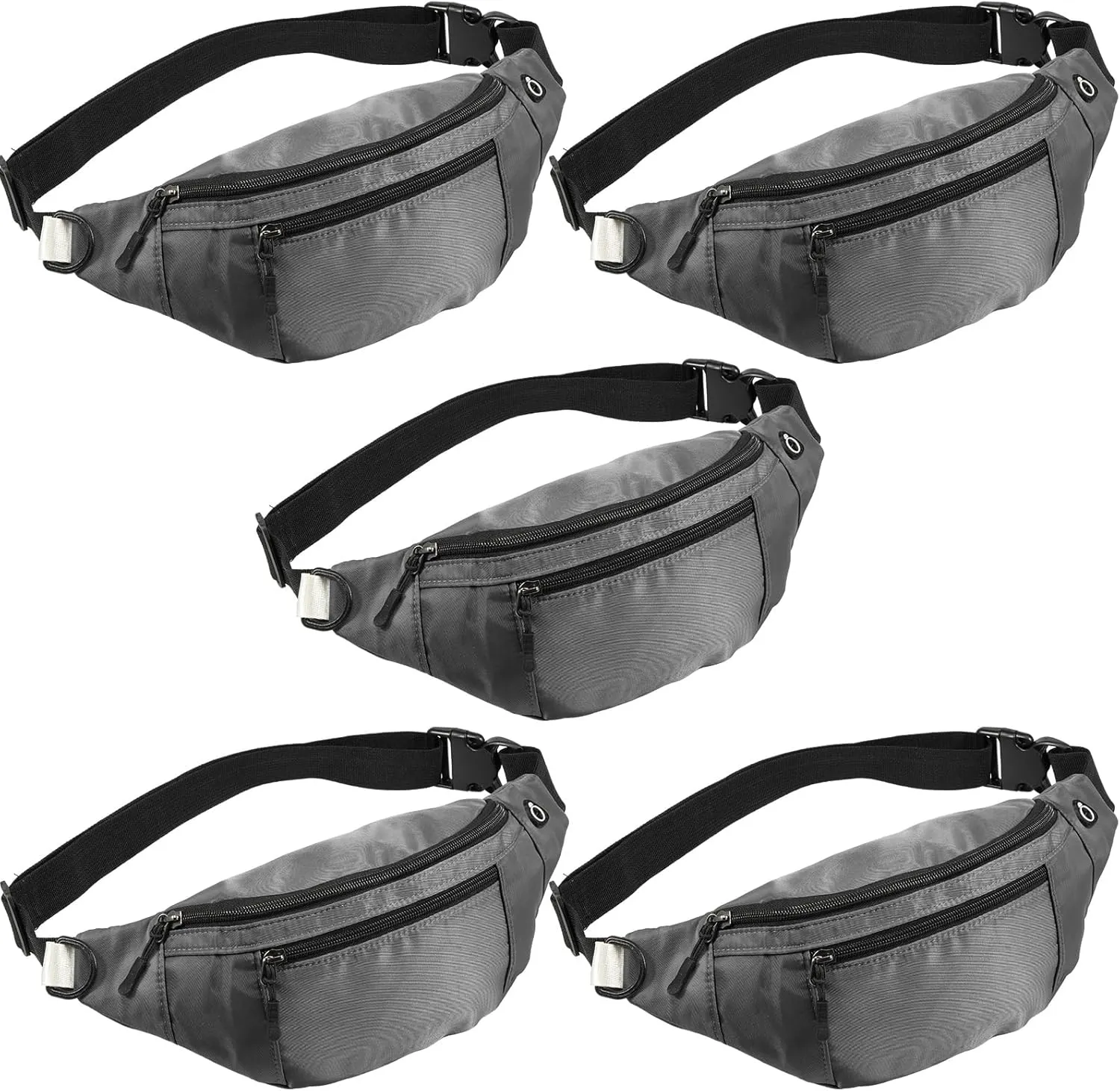 5PCS Crossbody Fanny Pack Large Capacity Waist Bag with Hidden Zipper Pockets Adjustable Strap Fanny Packs Waterproof Oxford Cloth Travel Belt Bag for Outdoor Shopping Travel Men Women,Gray