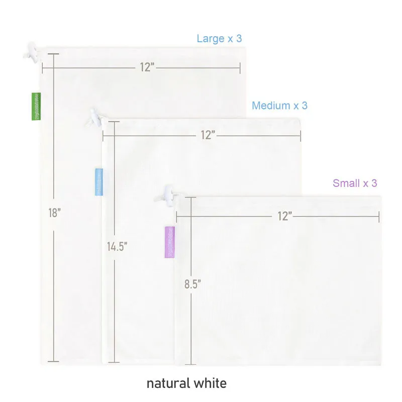 9 Pieces Reusable Mesh Produce and Grocery Bags