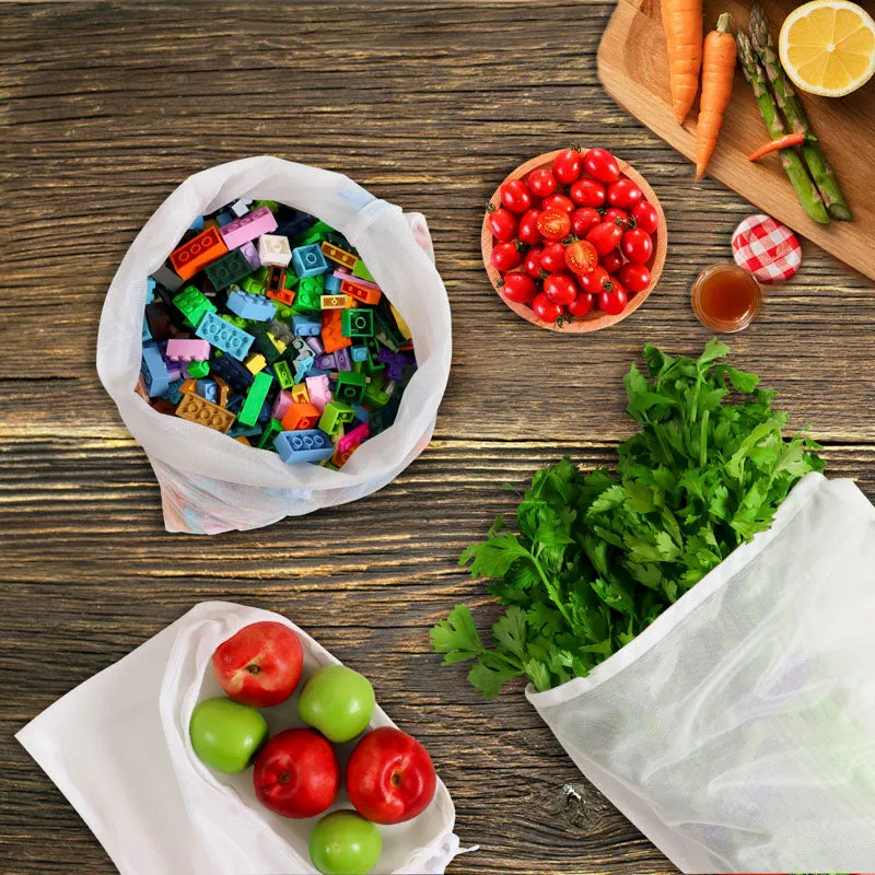 9 Pieces Reusable Mesh Produce and Grocery Bags