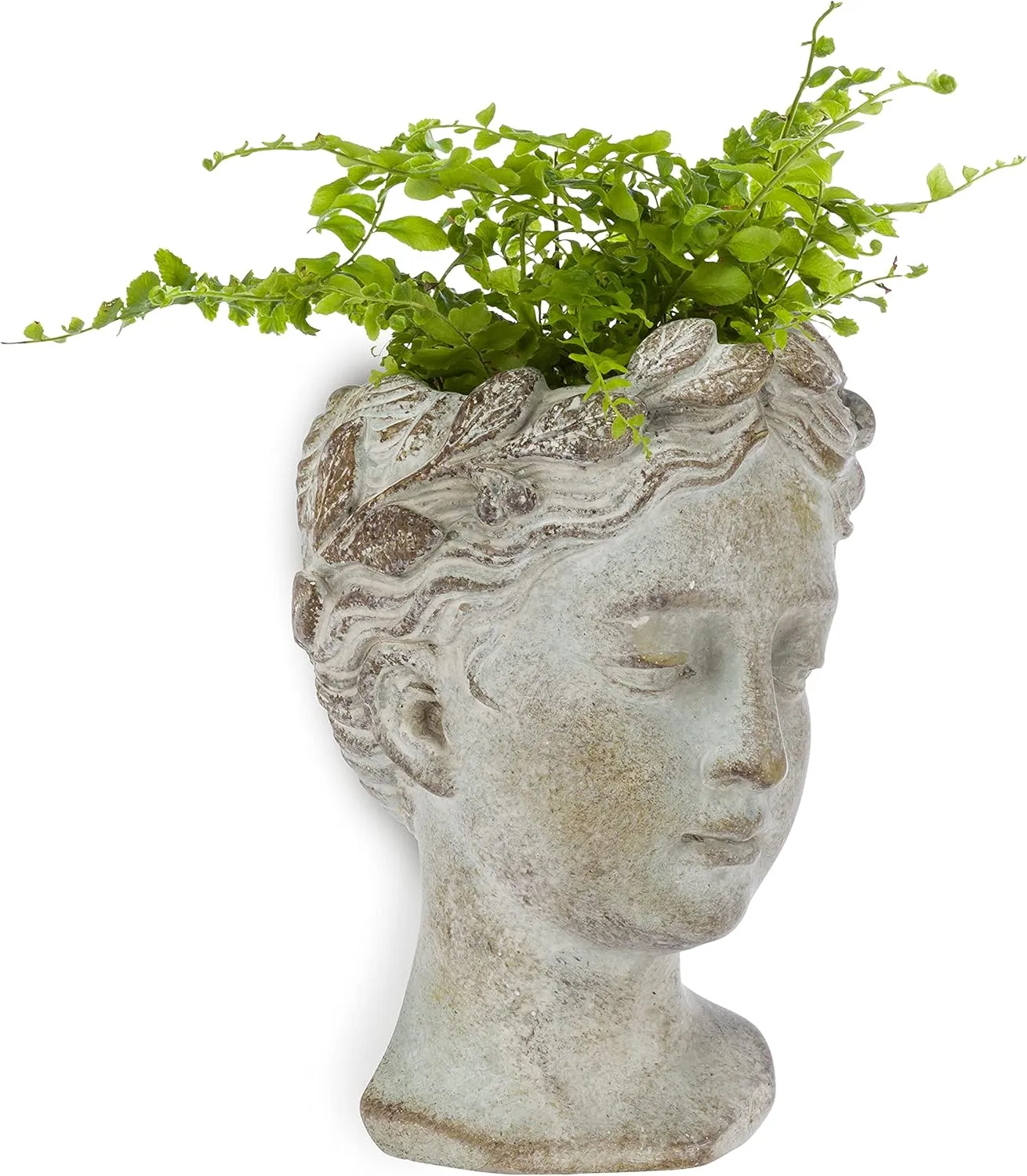 Abbott Collection Goddess Head Wall Planter - Small Cement Indoor and Outdoor Planter Pot - Grecian Woman Statue Head Planter for Flowers and Succulents (Grey, 3" Opening)