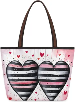 Abstract Double Love Tote Bag for Women Womens Handbags Tote Bag for Work Shopping Travel Beach