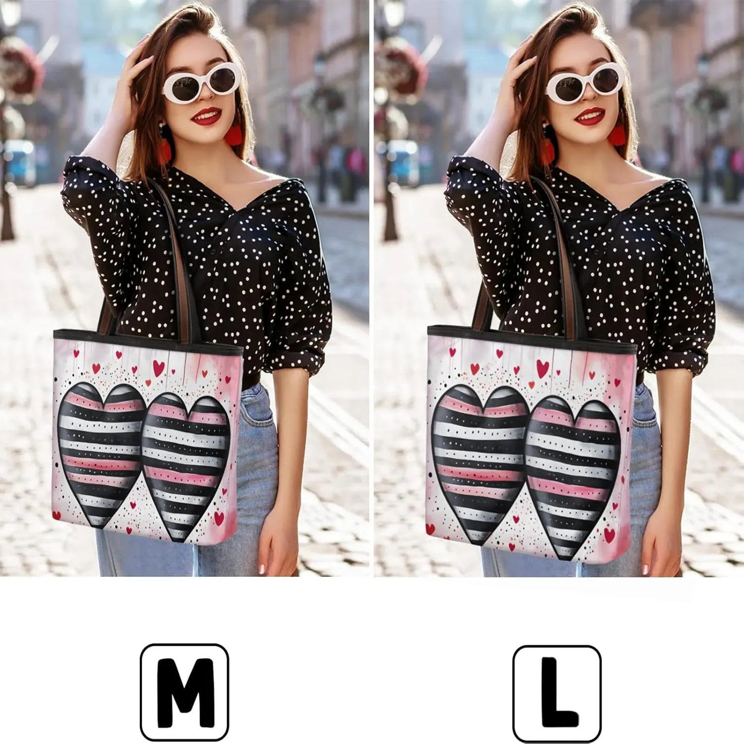 Abstract Double Love Tote Bag for Women Womens Handbags Tote Bag for Work Shopping Travel Beach