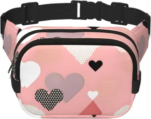 Abstract Love Chart Printed Fashion Crossbody Bag, Hiking Waist Bag, Square Double Layer Travel and Fitness Shoulder Bag