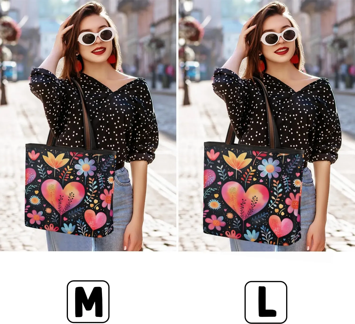 Abstract Love Plant Flowers Tote Bag Tote for Women Zipper Womens Handbags Tote Bag for Work Shopping Travel