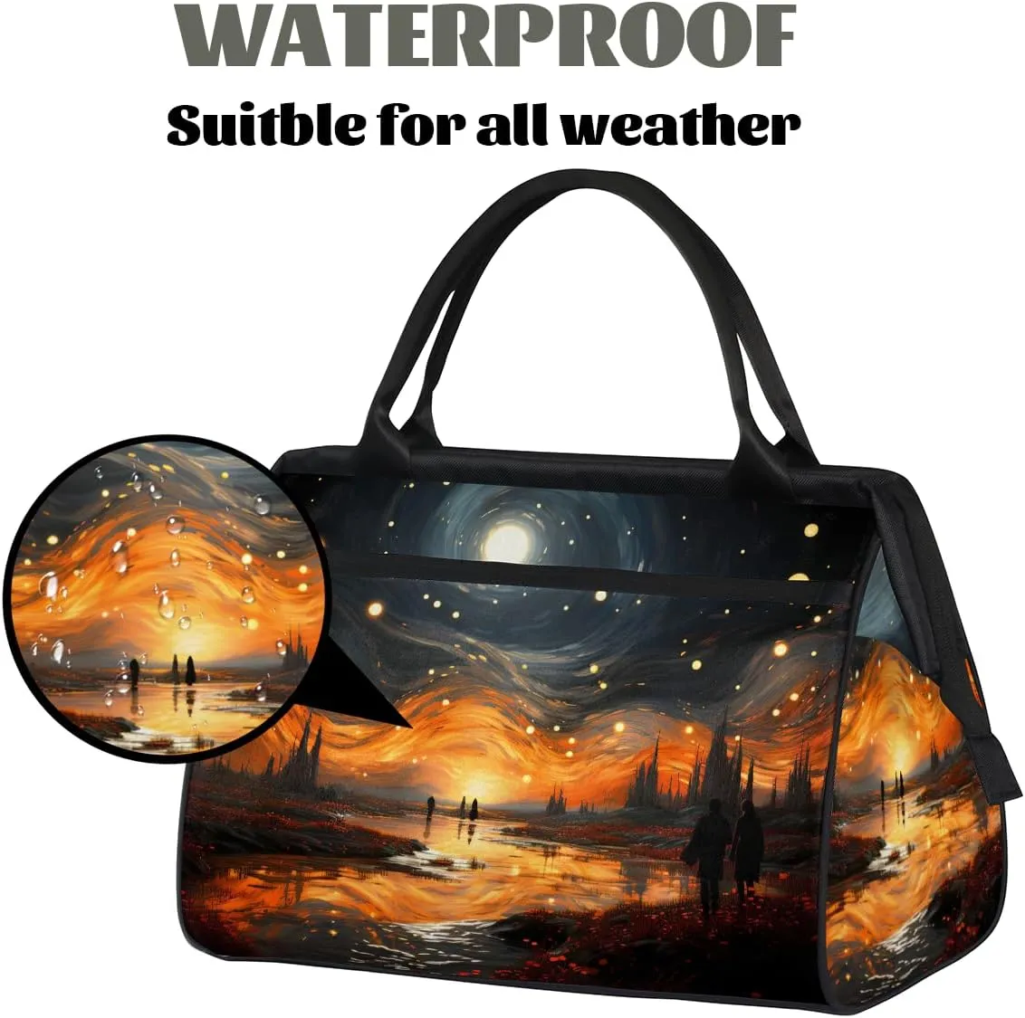 Abstract Nebula Galaxy Forest Weekender Overnight Bag for Women Waterproof Carry On Travel Duffle Bags with Pocket Lightweight Sports Gym Tote Bag Large Luggage Workout Personal Item Hospital Bags