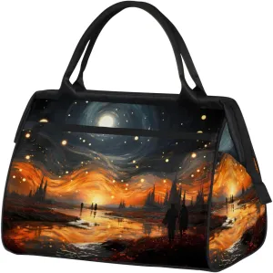 Abstract Nebula Galaxy Forest Weekender Overnight Bag for Women Waterproof Carry On Travel Duffle Bags with Pocket Lightweight Sports Gym Tote Bag Large Luggage Workout Personal Item Hospital Bags