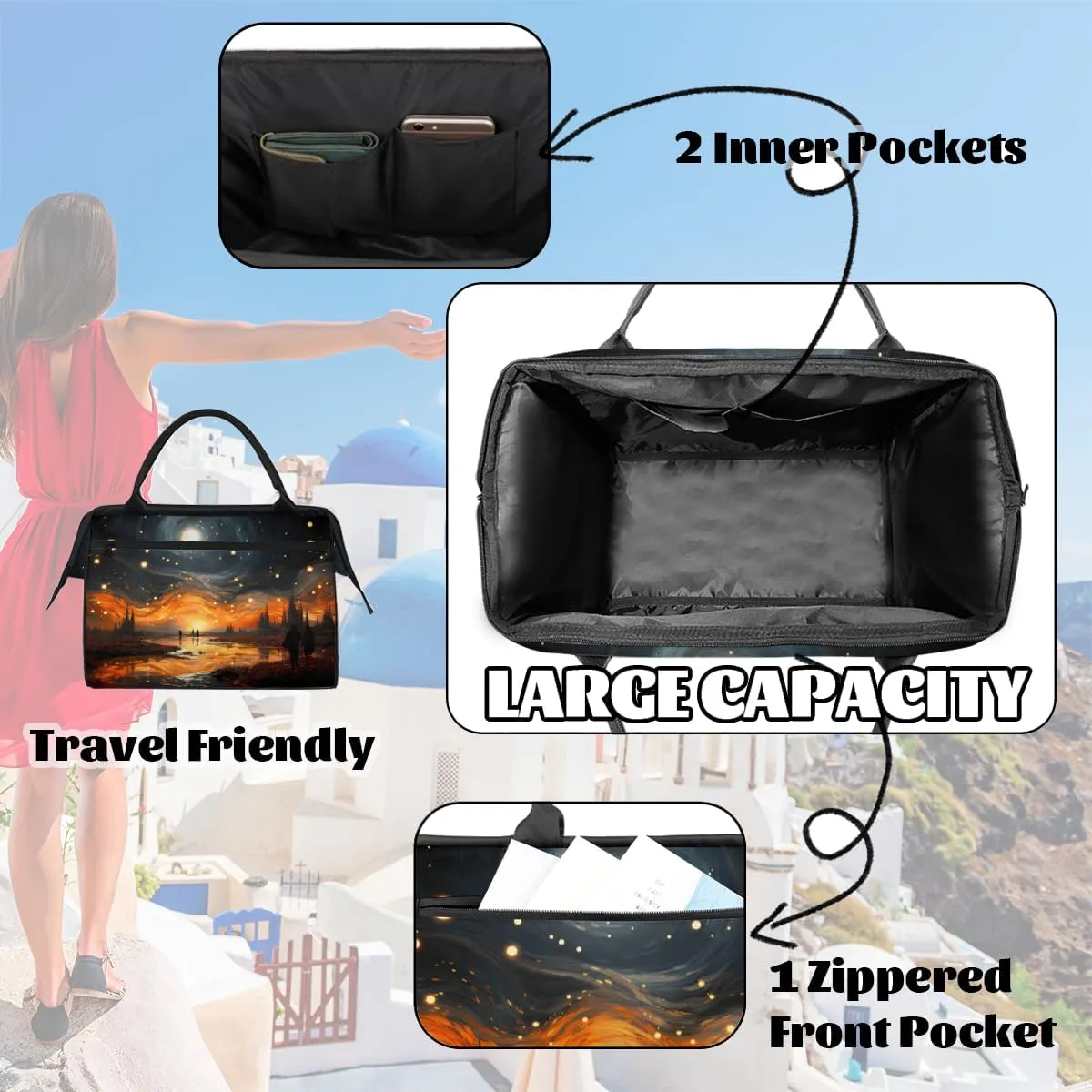 Abstract Nebula Galaxy Forest Weekender Overnight Bag for Women Waterproof Carry On Travel Duffle Bags with Pocket Lightweight Sports Gym Tote Bag Large Luggage Workout Personal Item Hospital Bags