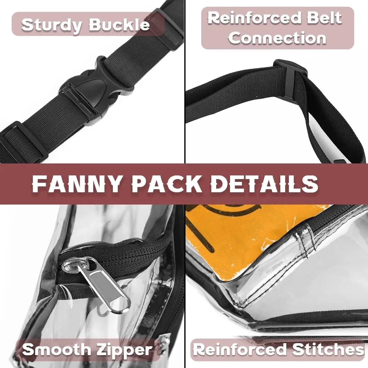 Abstraction Microphone Motto Clear Fanny Pack Stadium Approved Clear Crossbody Belt Bag for Women Men Transparent Waist Bag with Adjustable Strap for Concerts Sports Events Travel